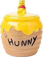 Silver Buffalo Disney Winnie the Pooh Hunny Pot Ceramic Cookie Jar - 3D Sculpted Hand-Painted Snack Storage Small