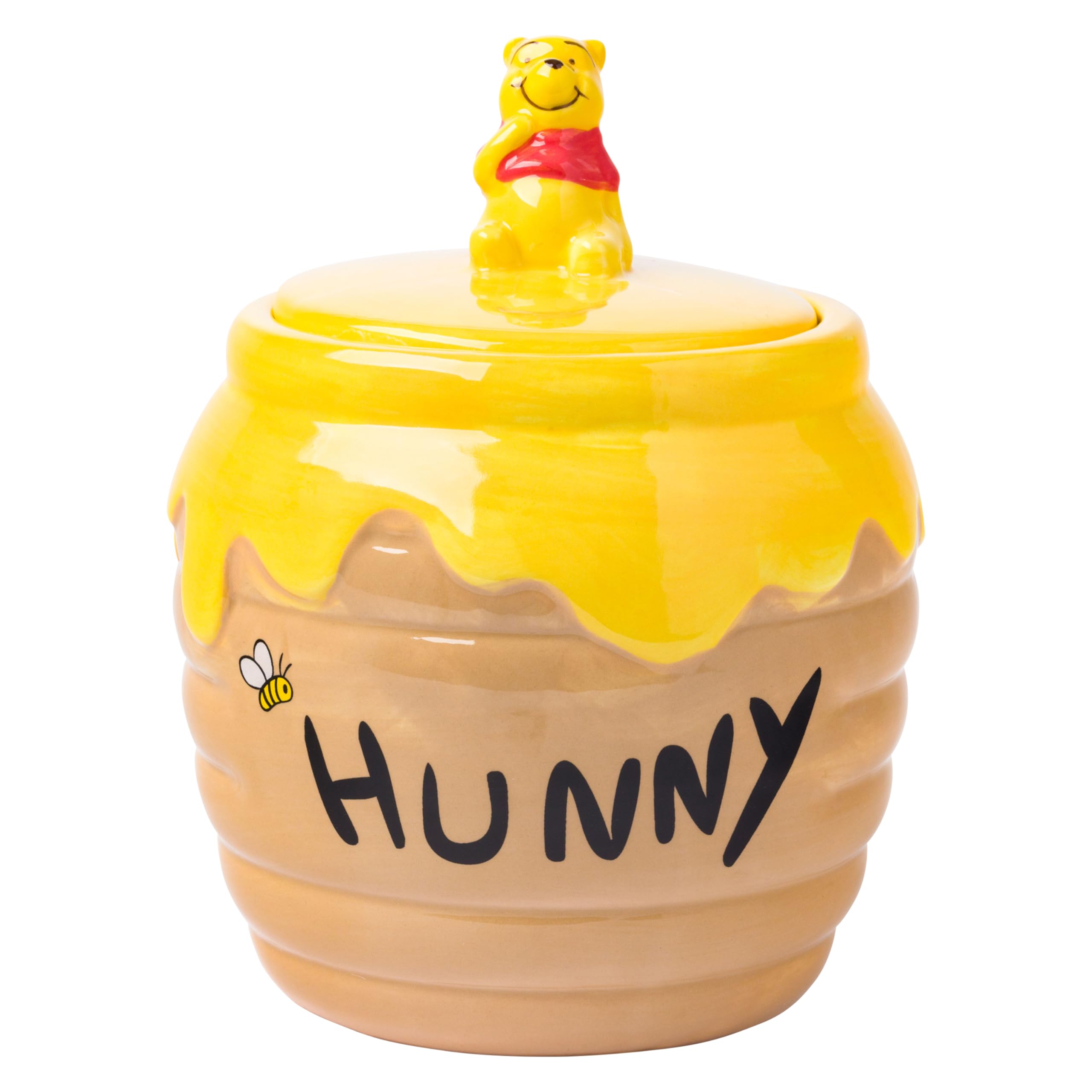 Disney Winnie the Pooh Honey "Hunny" Pot Sculpted 3D Hand Painted Ceramic Snack Cookie Jar (Small)