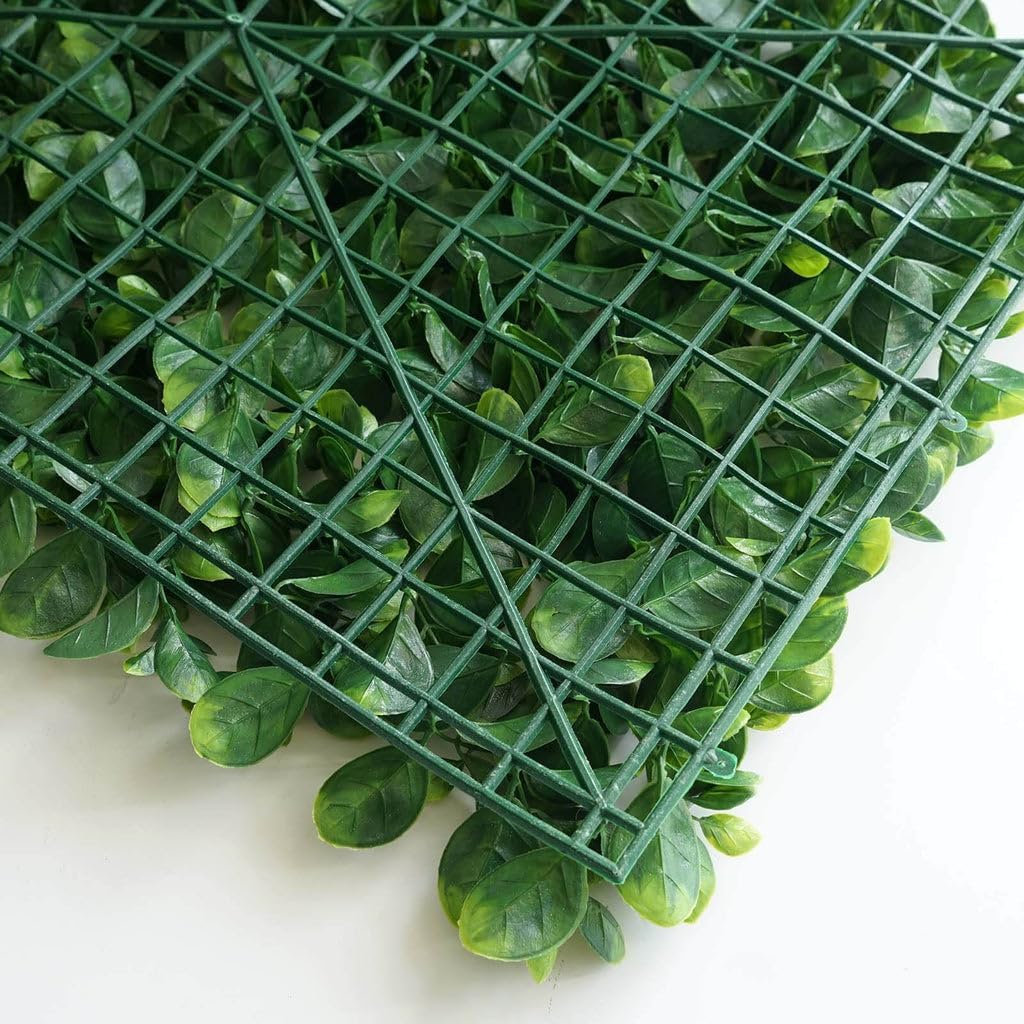 Tableclothsfactory 4 PCS Artificial Plants Wall Boxwood Hedge Grass Mat/High Density Greenery Panels Ivy Fence Grass Mat Covers 11sq.ft