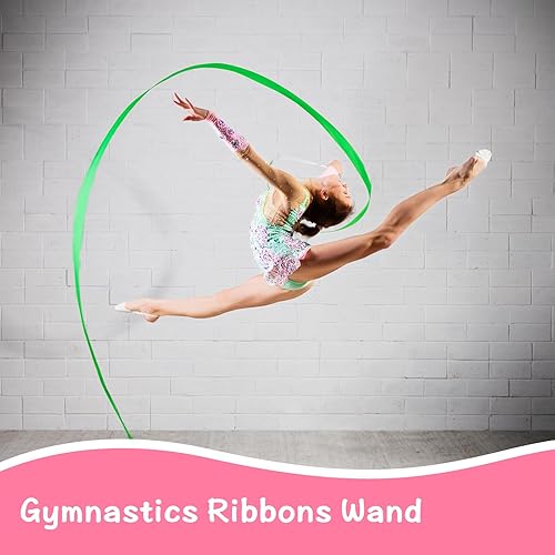 Miniatura 6 de YGEOMER 12 cintas de baile, varitas de gimnasia arcoíris para niños bailarines, bastones giratorios para baile artístico, espectáculos de talentos,