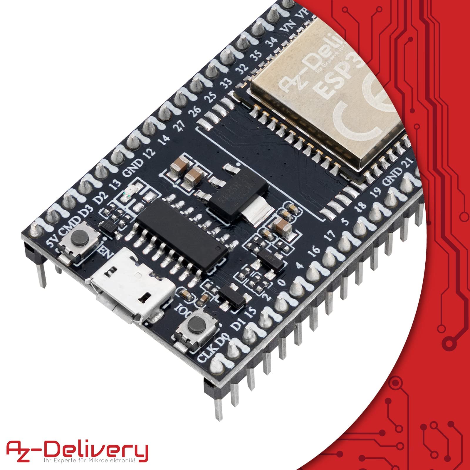 AZDelivery 3 x ESP32S Dev Kit C V4 NodeMCU WLAN WiFi Development Board kompatibel mit Arduino inklusive E-Book! (Nachfolger Modul von ESP32S Dev Kit C V2)