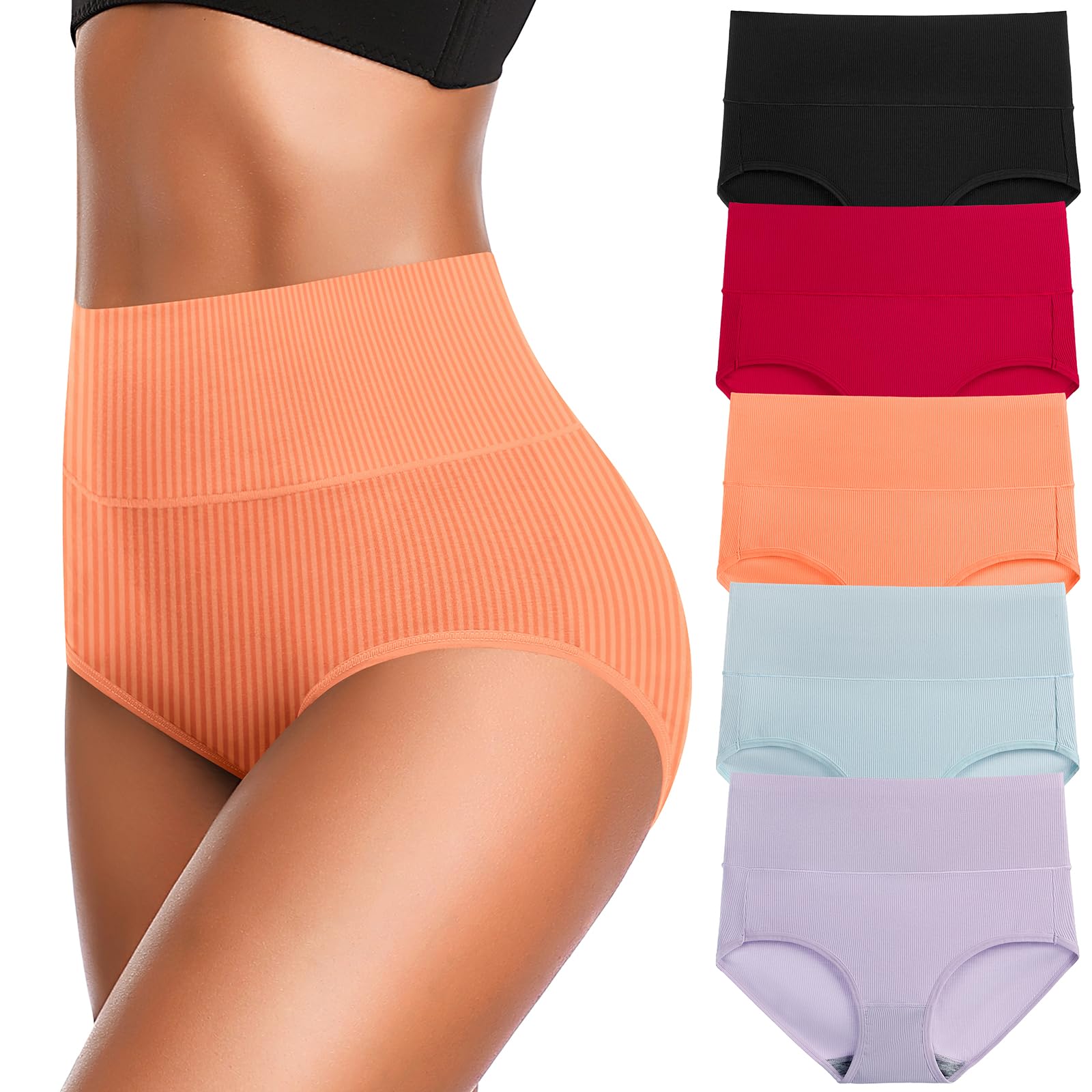 Womens Underwear High Waist Cotton Underwear Soft Underwear Super Stretchy Briefs Full Coverage Panties Women