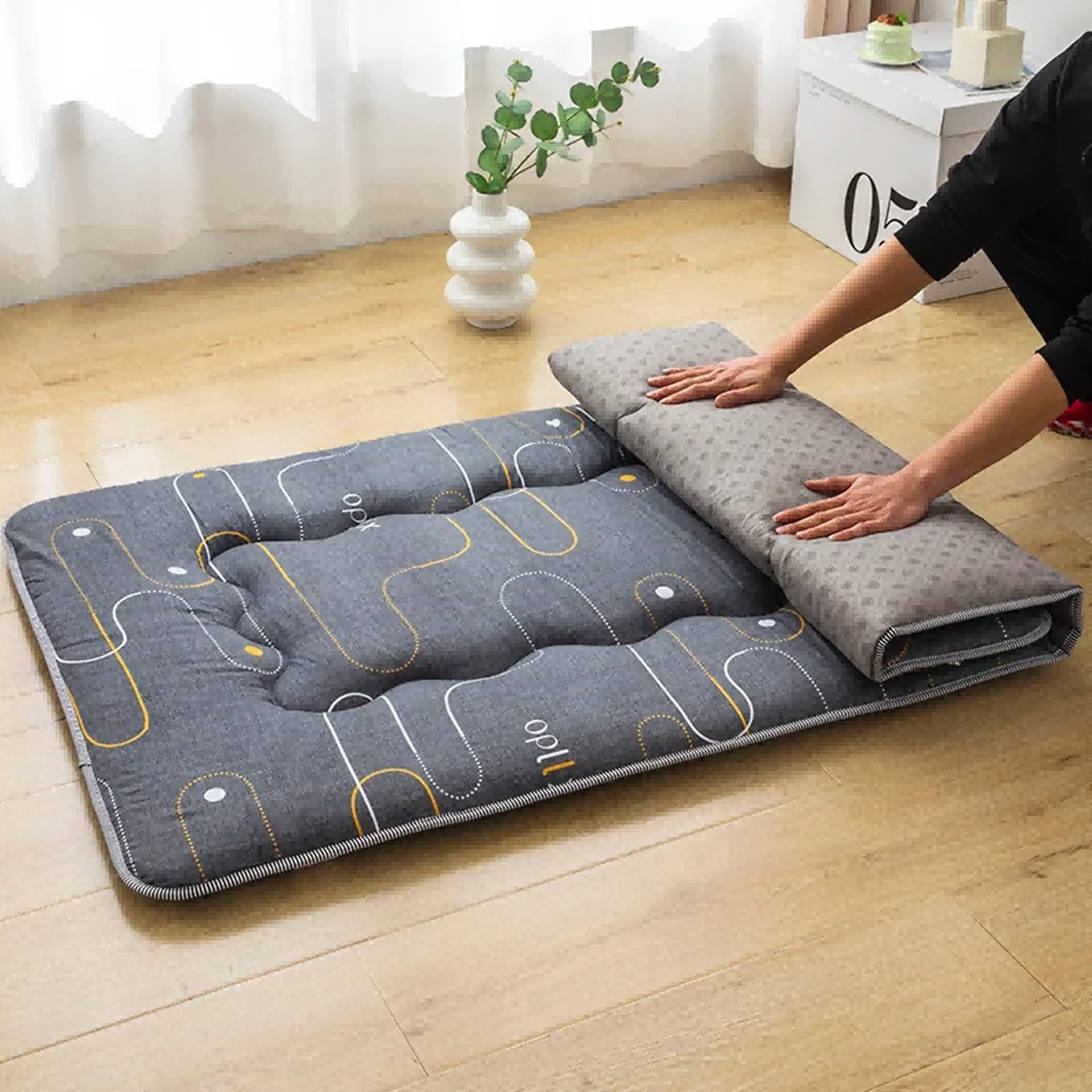 Matelas Futon Japonais Pliable - Tatami 1 Place, Futon d'Appoint 100x200cm pour Camping