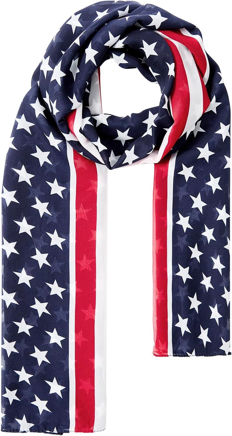 American Flag Scarf,Patriotic Scarf for USA Soccer Fans,Red White And Blue Scarves For 4th of July,Great Gift for USA Party