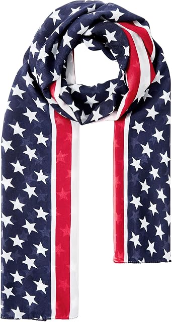 American Flag Scarf,Patriotic Scarf for USA Soccer Fans,Red White And Blue Scarves For 4th of July,Great Gift for USA Party