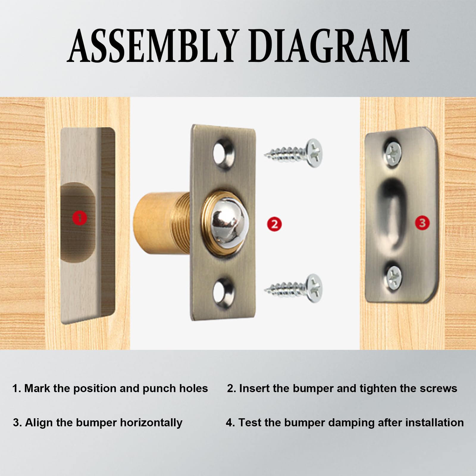 2 Pack Ball Door Catches for Internal Doors,Adjustable Door Catches Balls Hardware,Door Latches for Internal Doors Spring Catches for Pantry Door Latch Invisible Cupboard Closure - Image 4