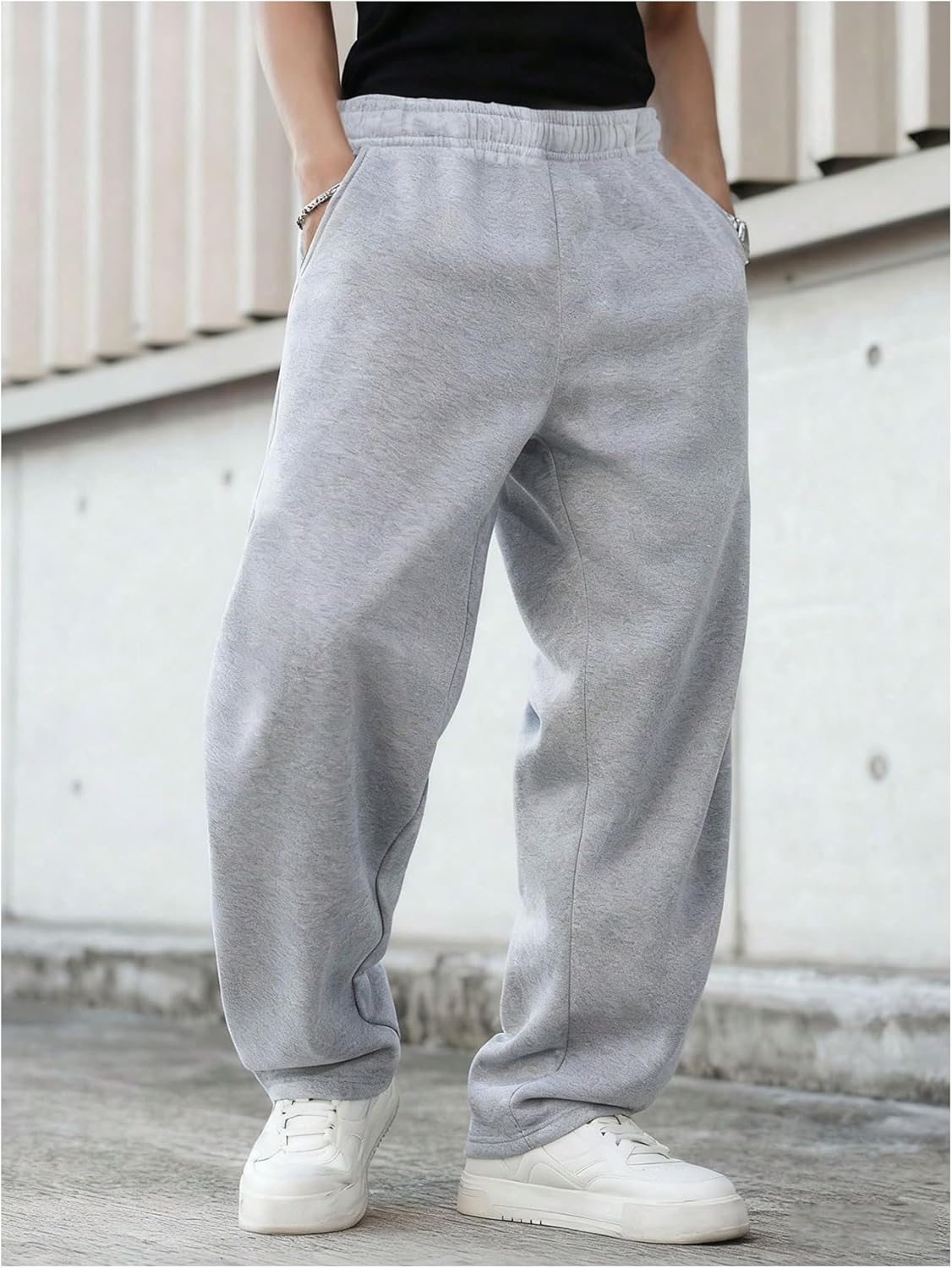 GORGLITTER Boy's 2 Pack Baggy Sweatpants Casual Elastic Waist Open Bottom Sweat Pants with Pockets - Image 2