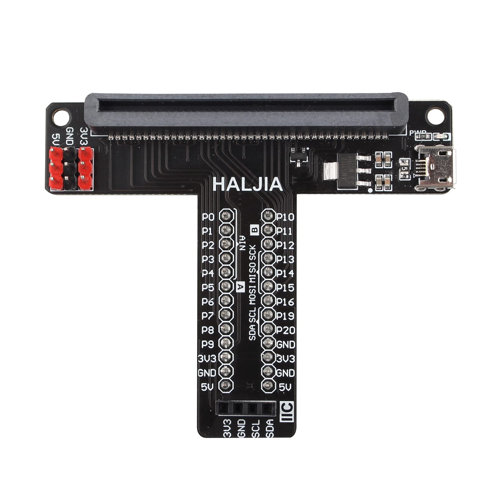 HALJIA T-type GPIO Expansion Board For BBC Micro:bit T Adapter Breakout Board Programmable STEM Educational Learning Kit Compatible With BBC Micro:bit V2, V1 Controller Board (Without Micro:bit