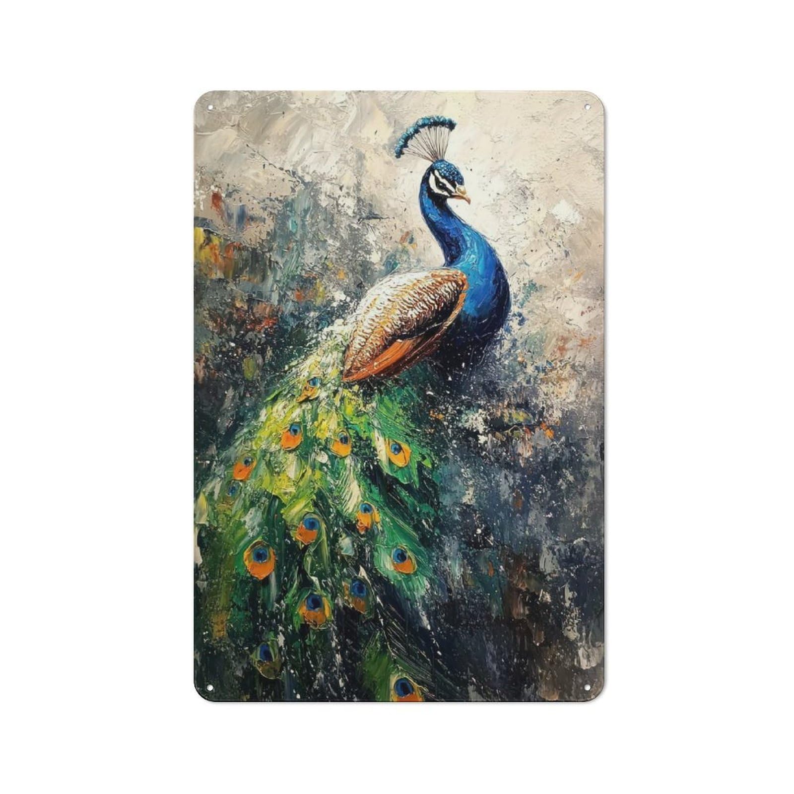 Junmoney Peacock Painting Vintage Tin Sign 30X20cm With For Guest Room Or Hallway, For Collectors Decorating Guest Rooms And Hallways