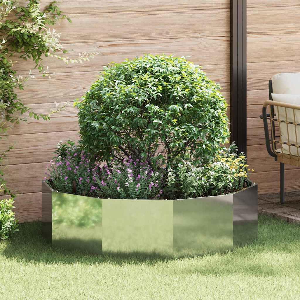 Pflanzkübel Silber 120x120x35 cm verzinkter Stahl rund Modernes Design Robuste Balkon-Garten Blumentopf für Terrasse Innen Außen