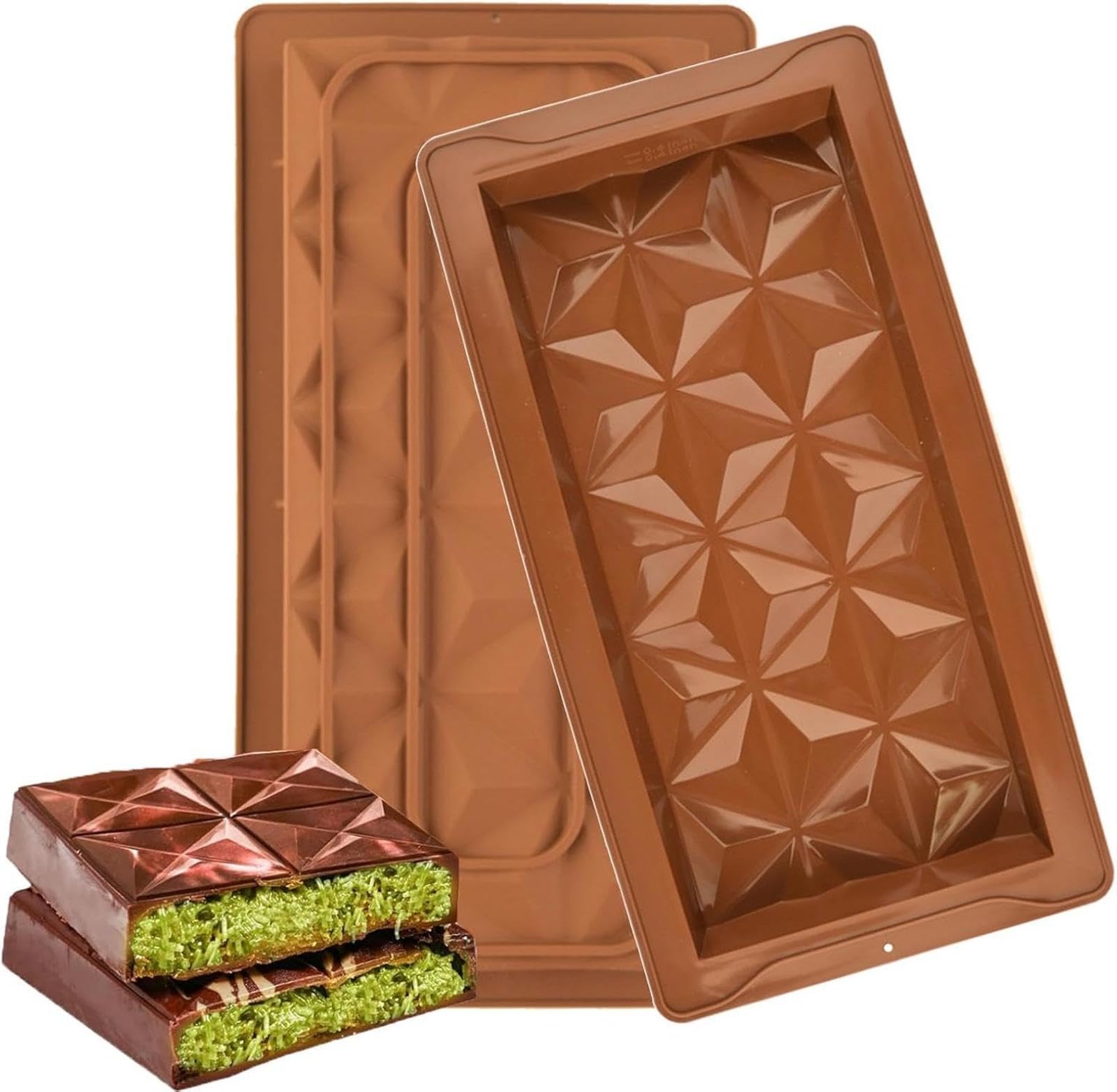 Dubais Deep Rectangular Chocolate Moulds | Silicone Protein & Energy Bar Moulds, Thick Silicone Candy Molds, Heat Resistant