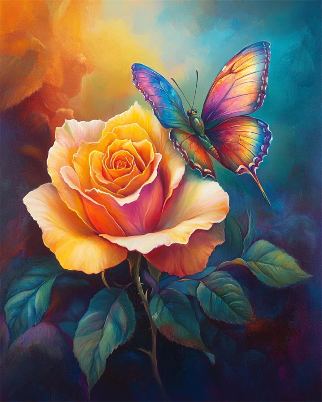RKFLGEW 14CT Cross Stitch Kits for Adults Flowers and Butterflies Preprinted Fabric Cross Stitch DIY Art Needlecrafts Embroidery Kits for Adults Beginners 40x50cm