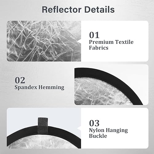 Miniatura 5 de MDRTIRIM Reflectores de luz 2 en 1, plegable, equipo fotográfico portátil, tablero de relleno de fotografía de 12 pulgadas (11.8 in) para interiores