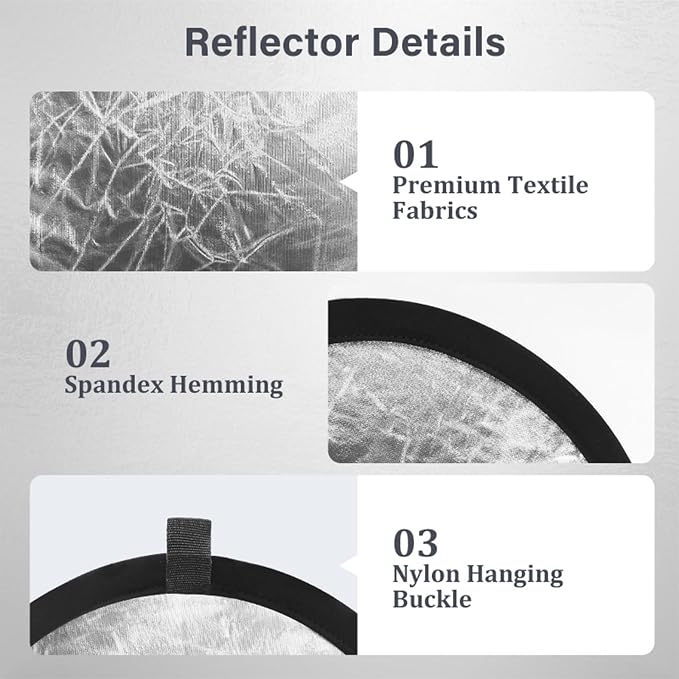 Reflector Fotográfico 2 en 1 Silver y Blanco 12 pulgadas miniatura 5