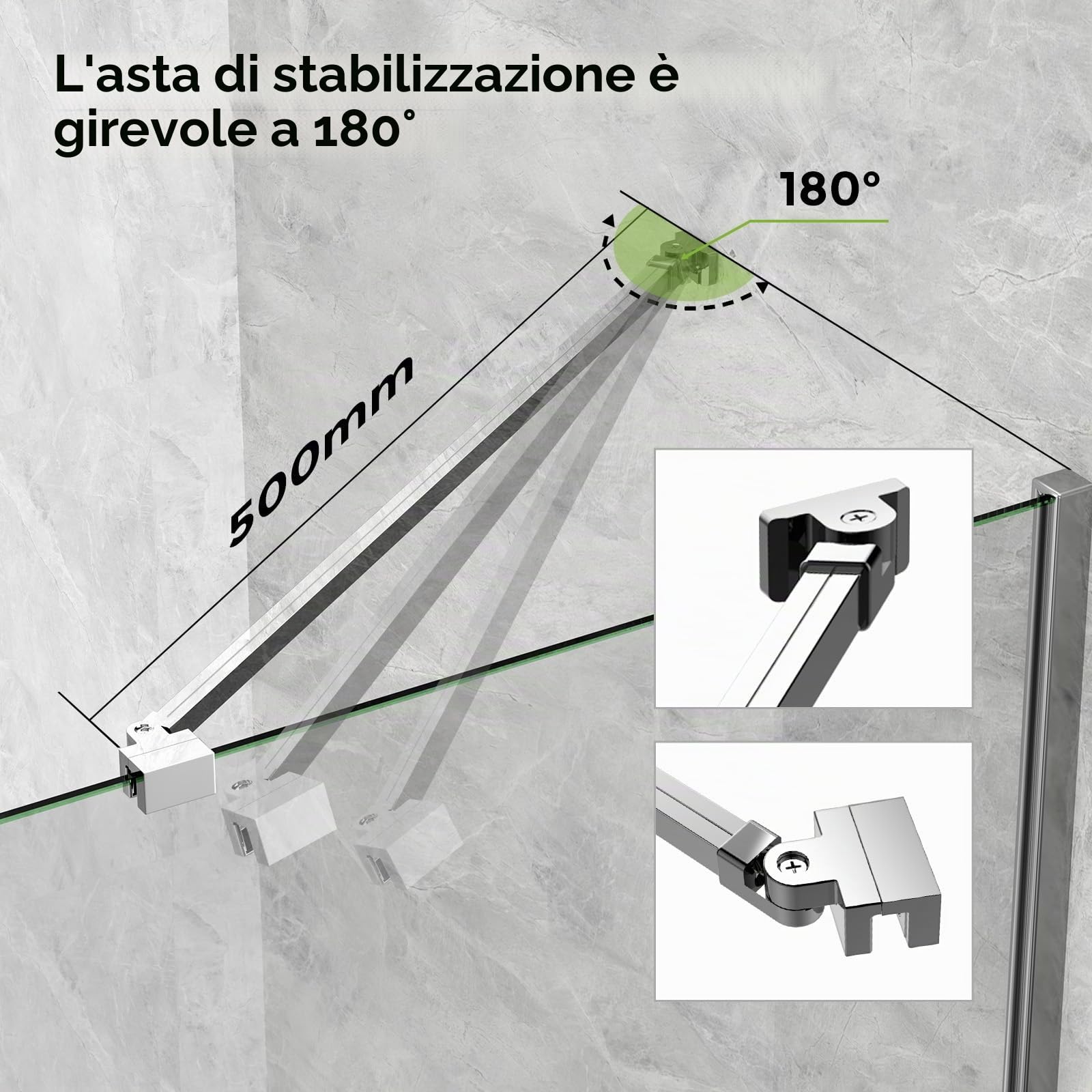 Barra Stabilizzatrice Doccia per Box Doccia 50cm