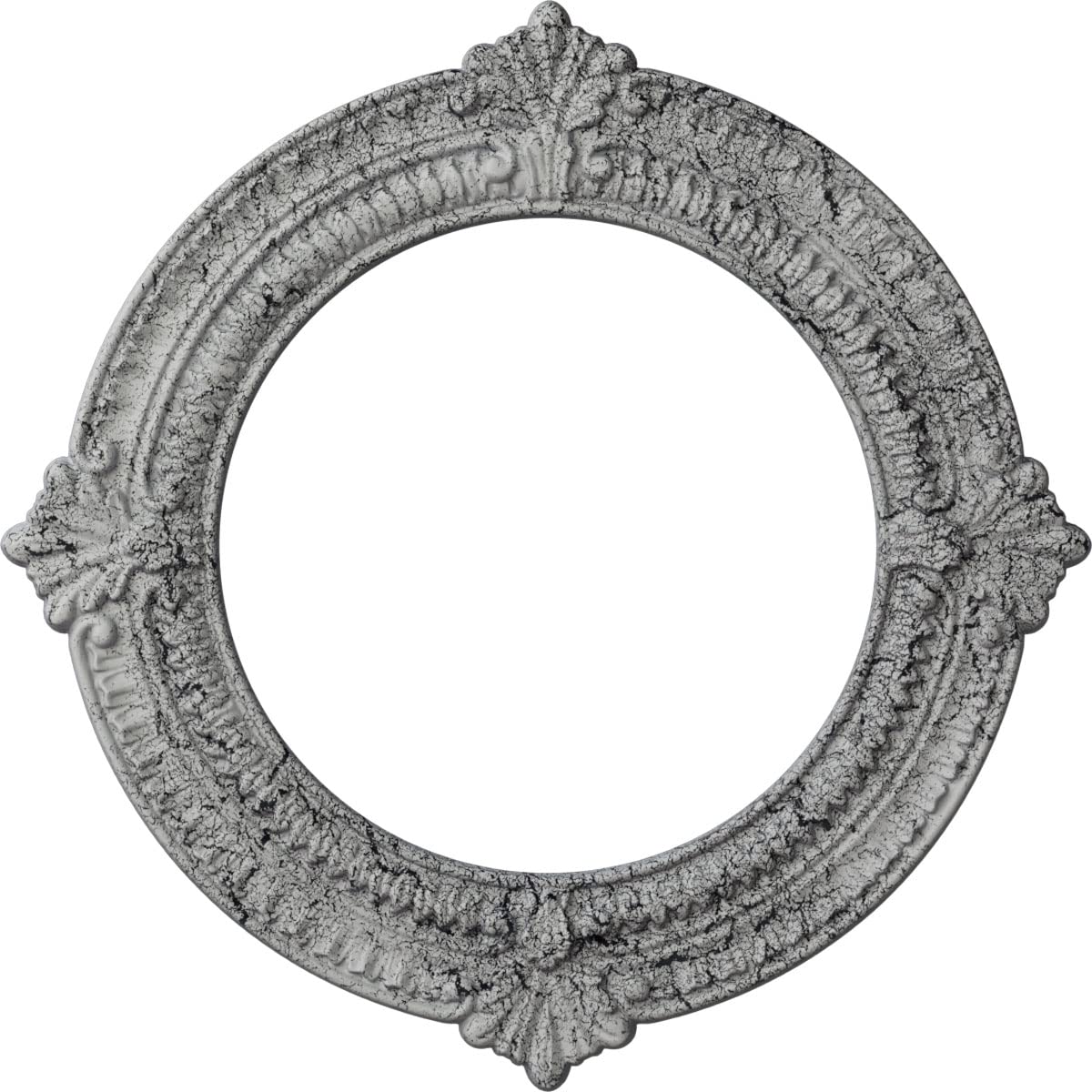 Ekena Millwork CM13BNUWC 13 1/8"OD X 8"ID X 5/8"P Benson Ceiling Medallion Fits Canopies Up to 8", Ultra Pure White Crackle