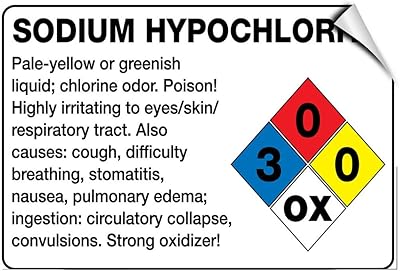 Sodium Hypochlorite Irritating Eyes Skin Respiratory Tract Label Decal Sticker 7 Inches X 5 Inches