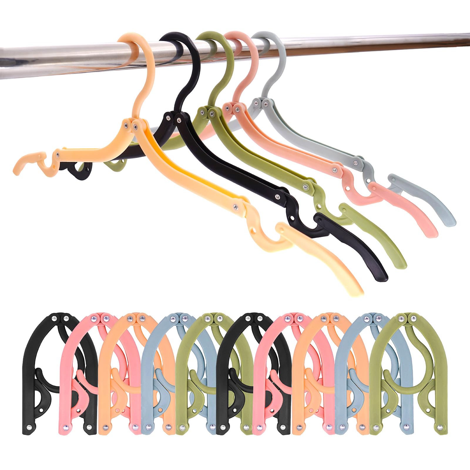Tcjj Travel Hangers 10 Pcs Portable Foldable Lightweight Plastic Drying Rack For Holiday Camping Cruise Ship Indoor Hotel And Outdoor (Travel Hangers)