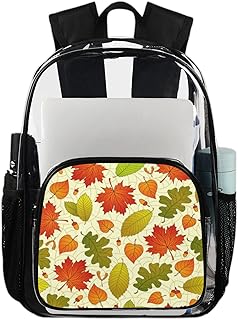 Mochila transparente de Ação de Graças, mochila transparente impermeável com folha de bordo mochila transparente de PVC com alça de ombro reforçada para escola, trabalho, viagens, Multicor