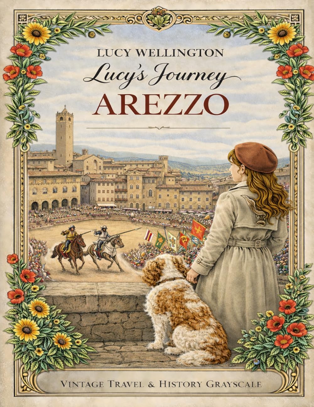 Lucy Wellington’s Journey: Arezzo 1930: A Narrative Adult Coloring Book – Vintage Travel Illustrations of Tuscany | High-End Ink Art for Stress Relief and Architecture Lovers