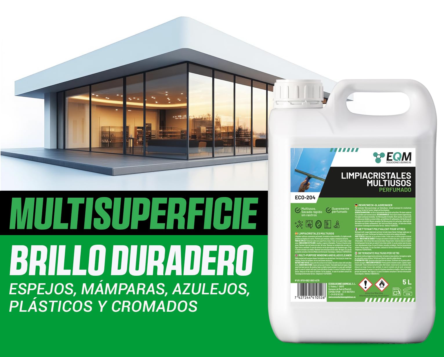 EQM ECO-204 Limpiacristales Multiusos Profesional 5L