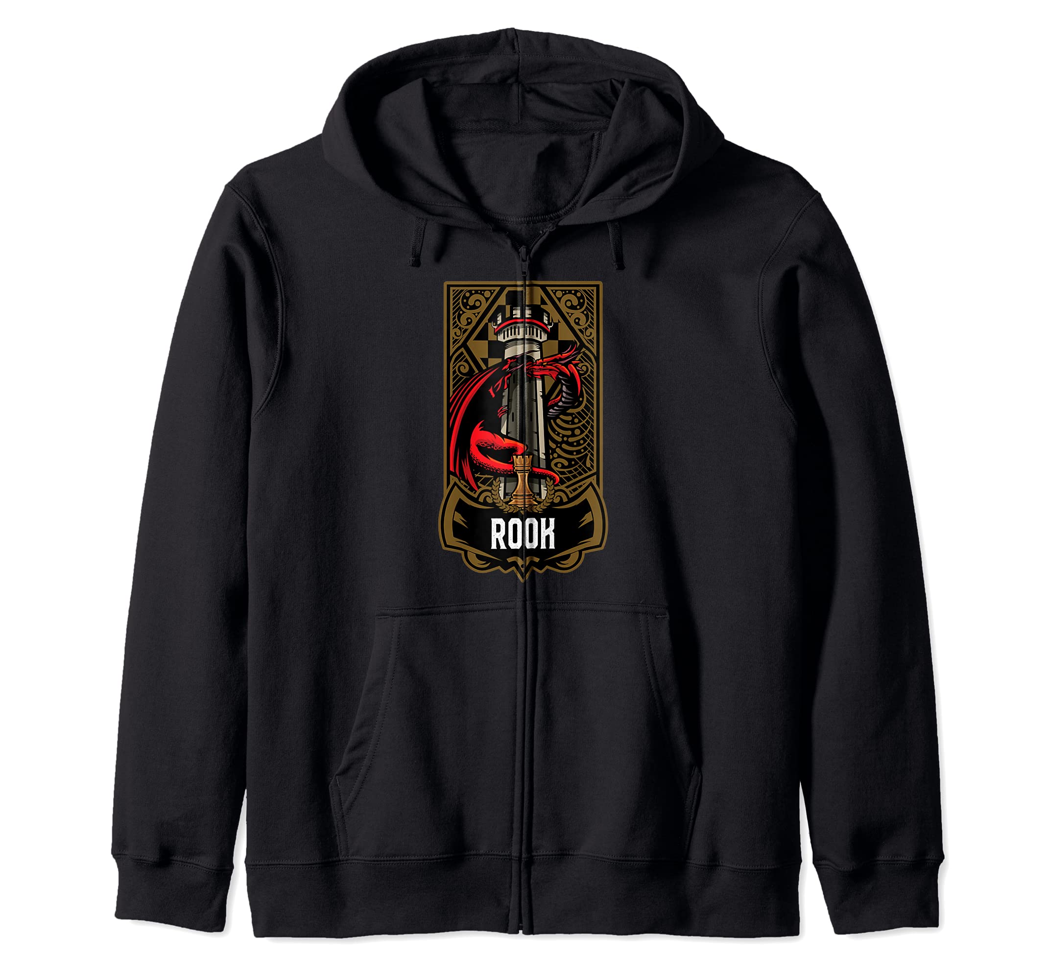 Rook Chess Game Piece Chess Club Players Gambit Red Team Zip Hoodie