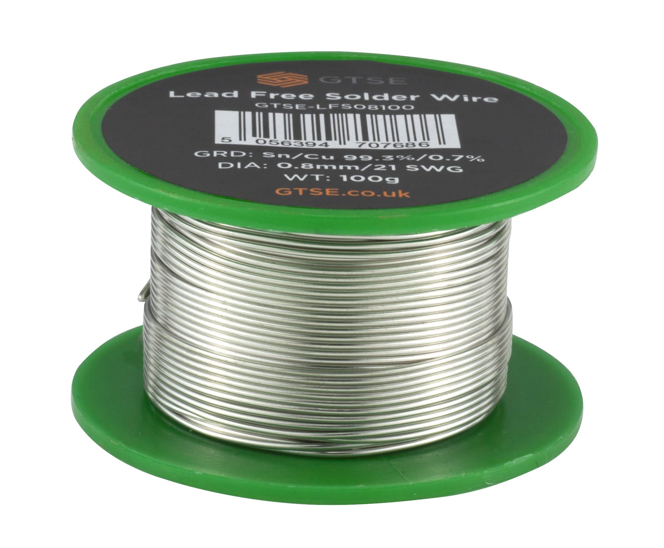 GTSE - Stagno per saldatura - Privo di piombo - Nucleo in colofonia - Sn 99,3 Cu 0,7-0,6 mm - 100 g su rocchetto