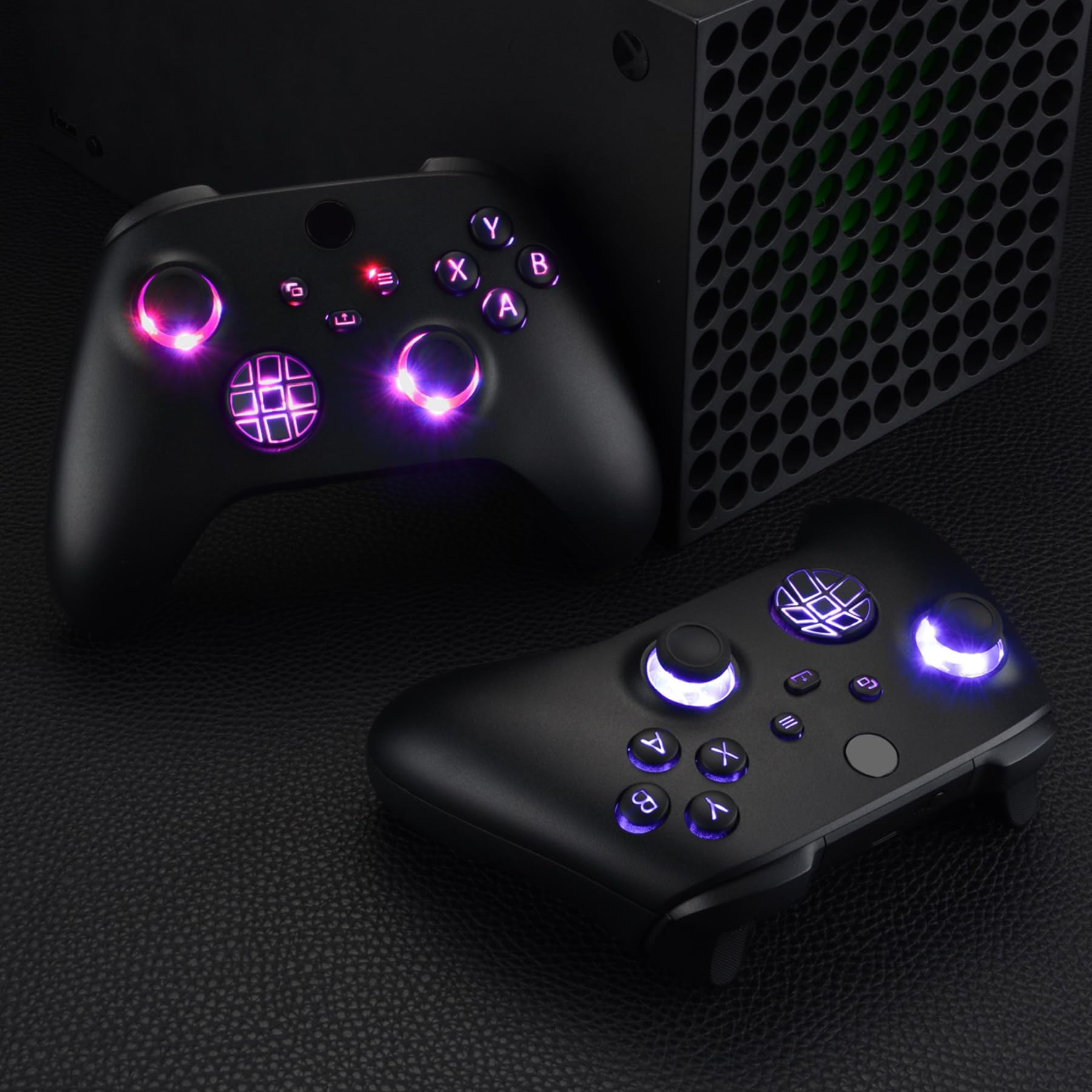 eXtremeRate Boutons Lumineux LED pour Xbox Series X S Manette avec Joystick de Remplacement pour Xbox Series X S,DTF V2 LED Kit pour Xbox Core Controller(Sans Manette)-Noir