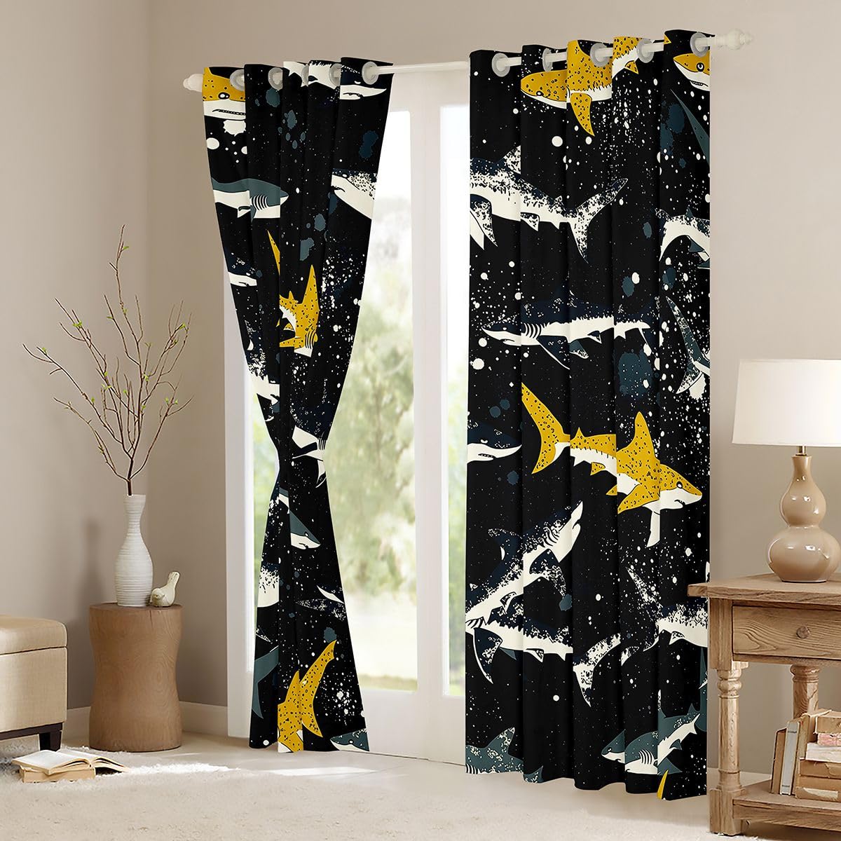 Homemissing Tende oscuranti per camera da letto e soggiorno, motivo animali marini e oceani, 2 pannelli, 167,6 x 228,6 cm (larghezza x lunghezza)