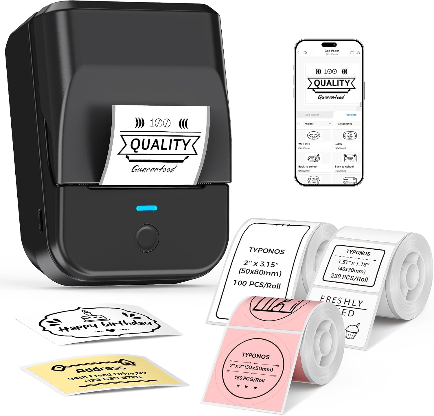 PM240 Label Maker Machine with 3 Tapes, Label Prin