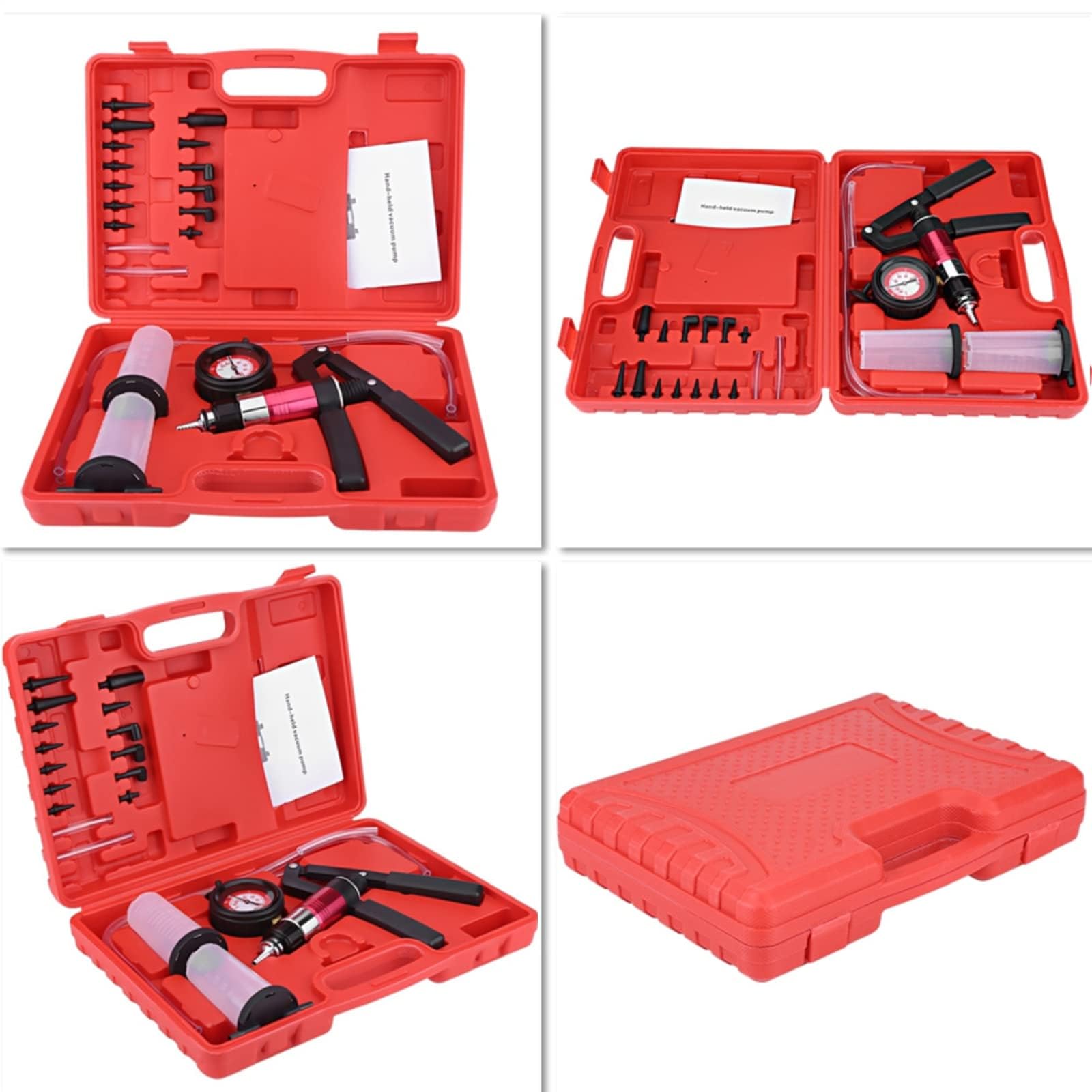 kit de Ventilation de Frein, manomètre Manuel Pompe à Vide testeur kit avec Adaptateur Liquide de Frein Outil de Remplacement système de Ventilation d'embrayage pour Voiture, Moto, Camion