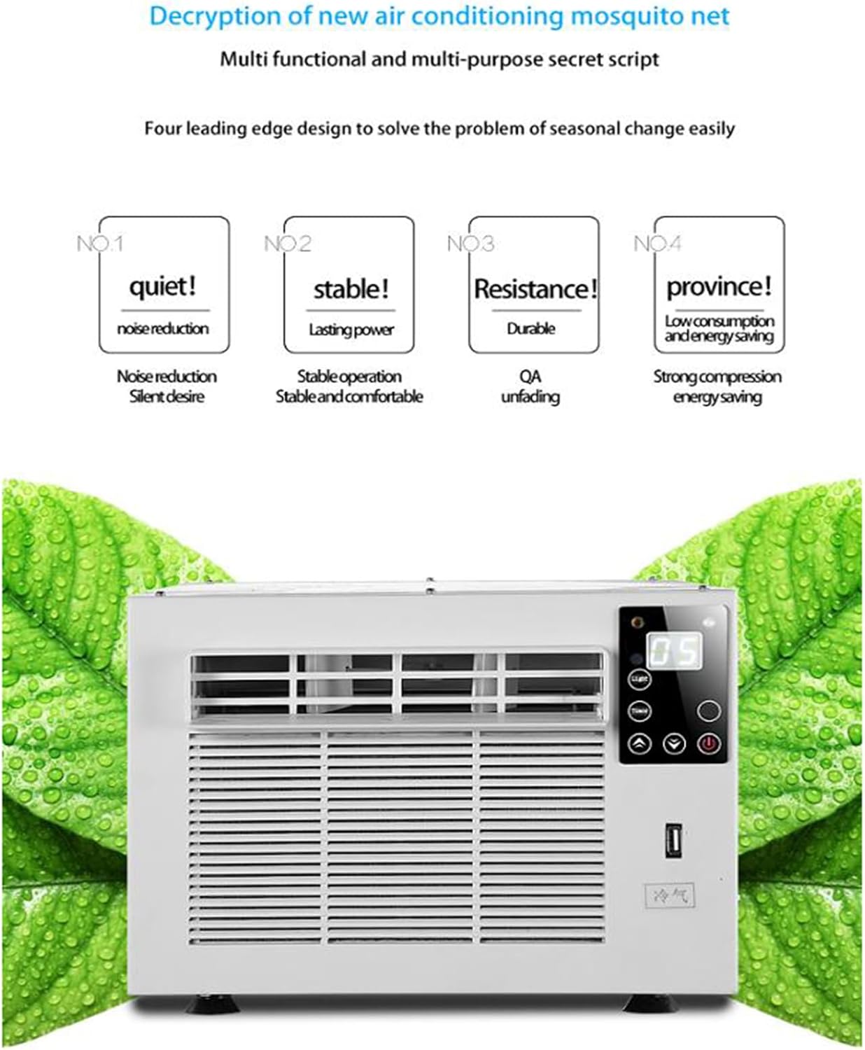 Portable Camping Air Conditioner,2985BTU Mobile Tent Free Drainage Cooler,Panel Control with Mosquito Net 330W/400W Aircon Unit for Camping Tent, Outdoor, Indoor,1.2M,110V