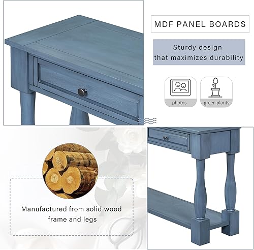 Miniatura 23 de merax LUMISOL - Mesa consola de 64 pulgadas de largo con 3 cajones y estante inferior, mesa de entrada para pasillo, sala de estar, fácil montaje