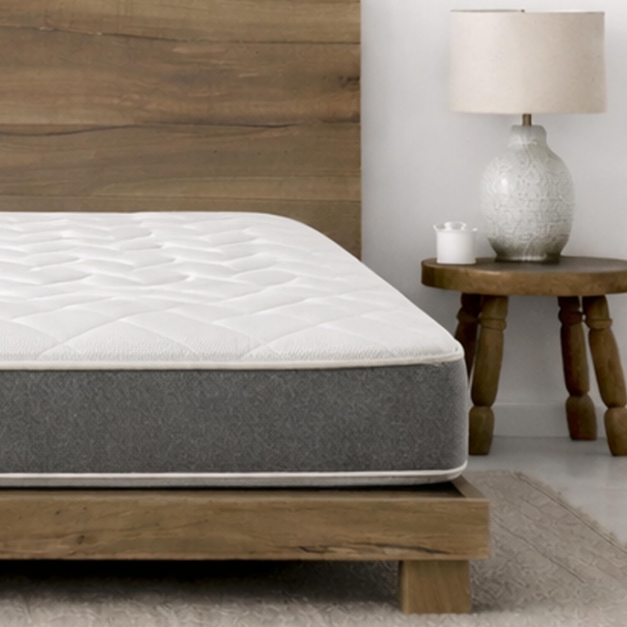 Starlight Beds Double Mattress with Springs & Memory Foam - Grey Large Brick Model, 7 Inch Budget Mattress, Soft Support, 135x190cm