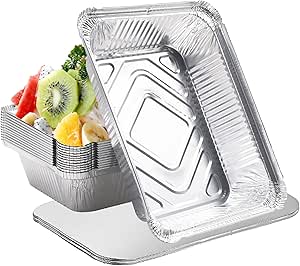 Vassoi In Alluminio Con Coperchio - Confezione Da 30 Pezzi Da 2200 Ml | Ideali Per Forno, Friggitrice Ad Aria E Asporto | Resistenti E Pratici - Foto 5