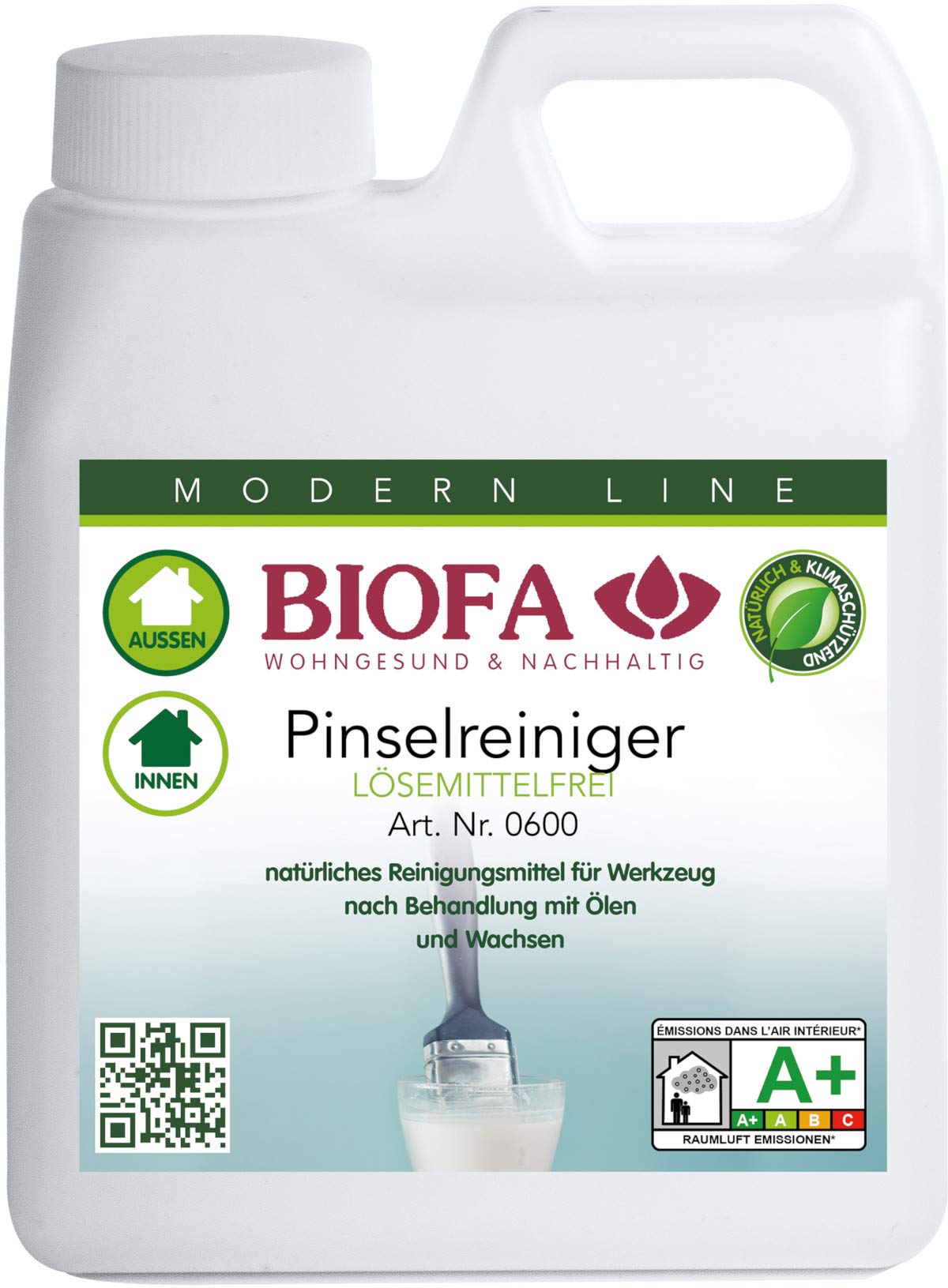 Biofa, detergente per pennelli, senza solventi, 0600, 1 litro