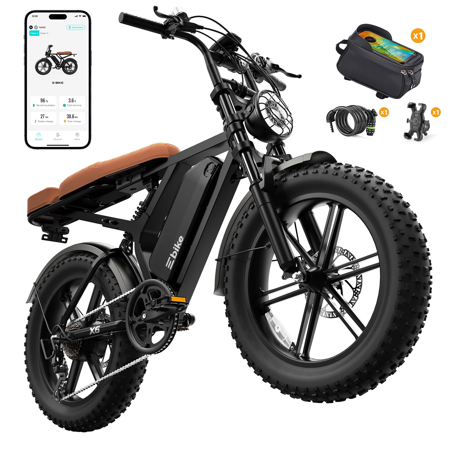 Electric Bike for Adults, 48V 15 Ah Battery, 2000W Peak Motor, 28MPH