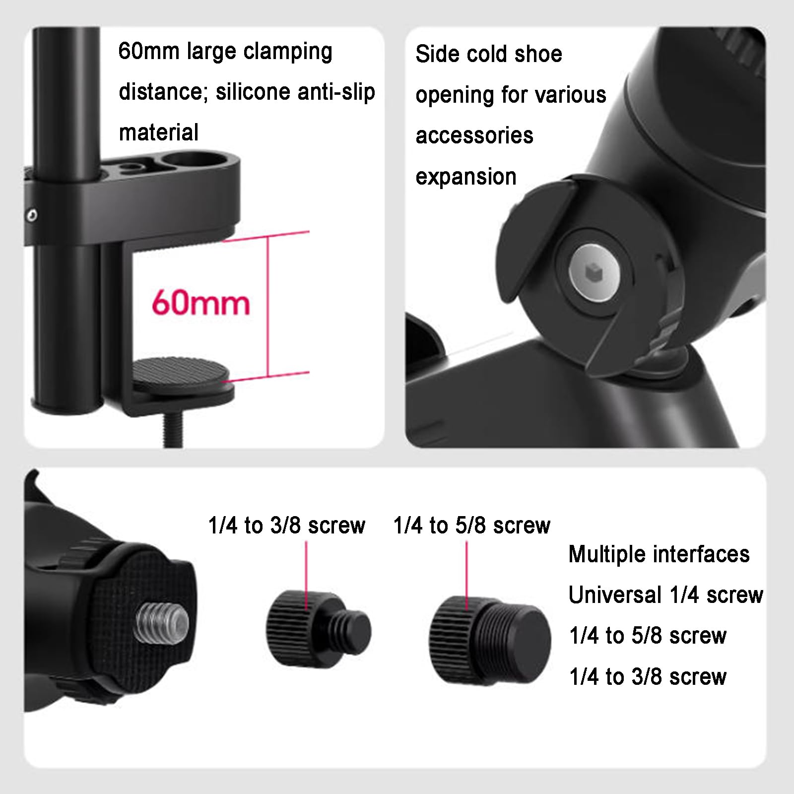 Soporte para Brazo De Micrófono, Brazo Articulado con Abrazadera De Escritorio, Ángulo Y Altura Ajustables, con Adaptador De Tornillo, Gestión De Cables, Carga De 1,5 Kg