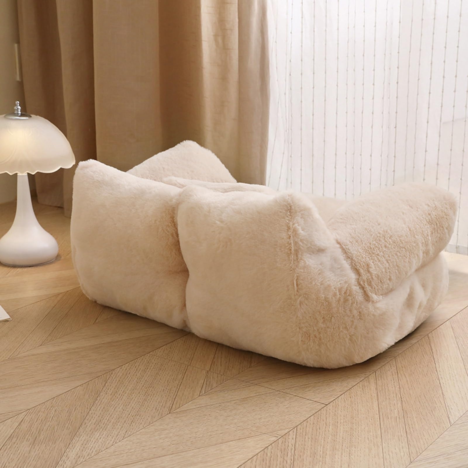 Sofá calmante para mascotas, nuevo sofá cama suave para gatos con parte inferior antideslizante, cama extraíble lavable para mascotas, sofá de felpa para gatos y perros pequeños, medianos (beige, M)