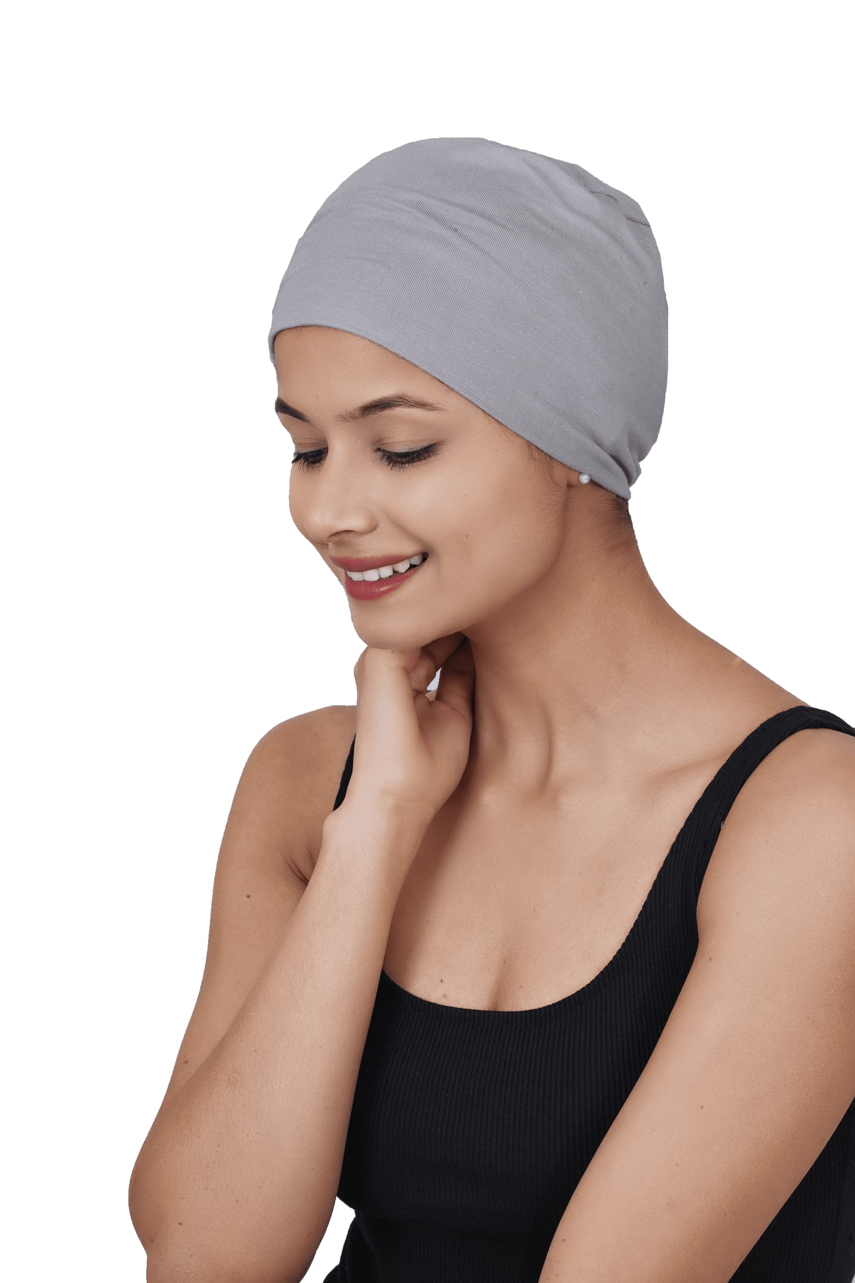 The Headscarves Women Silky Soft Bamboo Viscose Sleep Cap for Hair Loss Chemo Headwear Skull Cap Free Size (Multicolor)