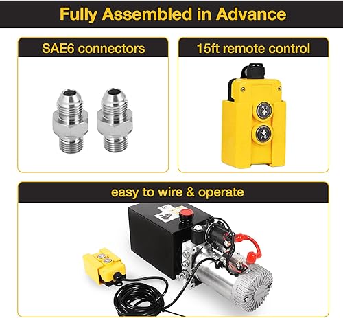 Miniatura 3 de Doppy Unidad de potencia hidráulica de 4 cuartos de galón, bomba de remolque de descarga de efecto único, bomba hidráulica, depósito de metal, 3200