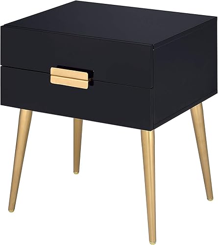 Miniatura 6 de Acme Denvor Night Table in Black  Gold 84495