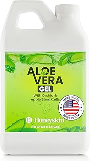 Organic 100% Aloe Vera Gel for Face & Body with Manuka Honey - A Fresh Aloe Vera Plant, No Powder - Sunburn Relief - Aloe Vera Gel for Hair (1 Gallon)