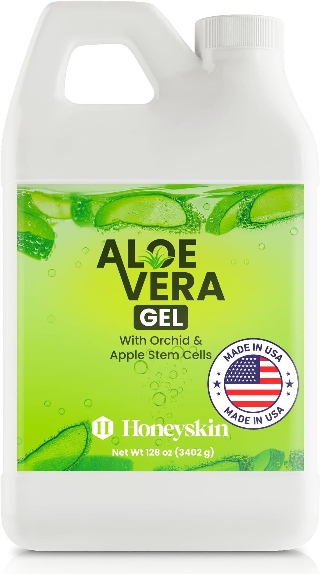 Organic 100% Aloe Vera Gel for Face & Body with Manuka Honey - A Fresh Aloe Vera Plant, No Powder - Sunburn Relief - Aloe Vera Gel for Hair (1 Gallon)