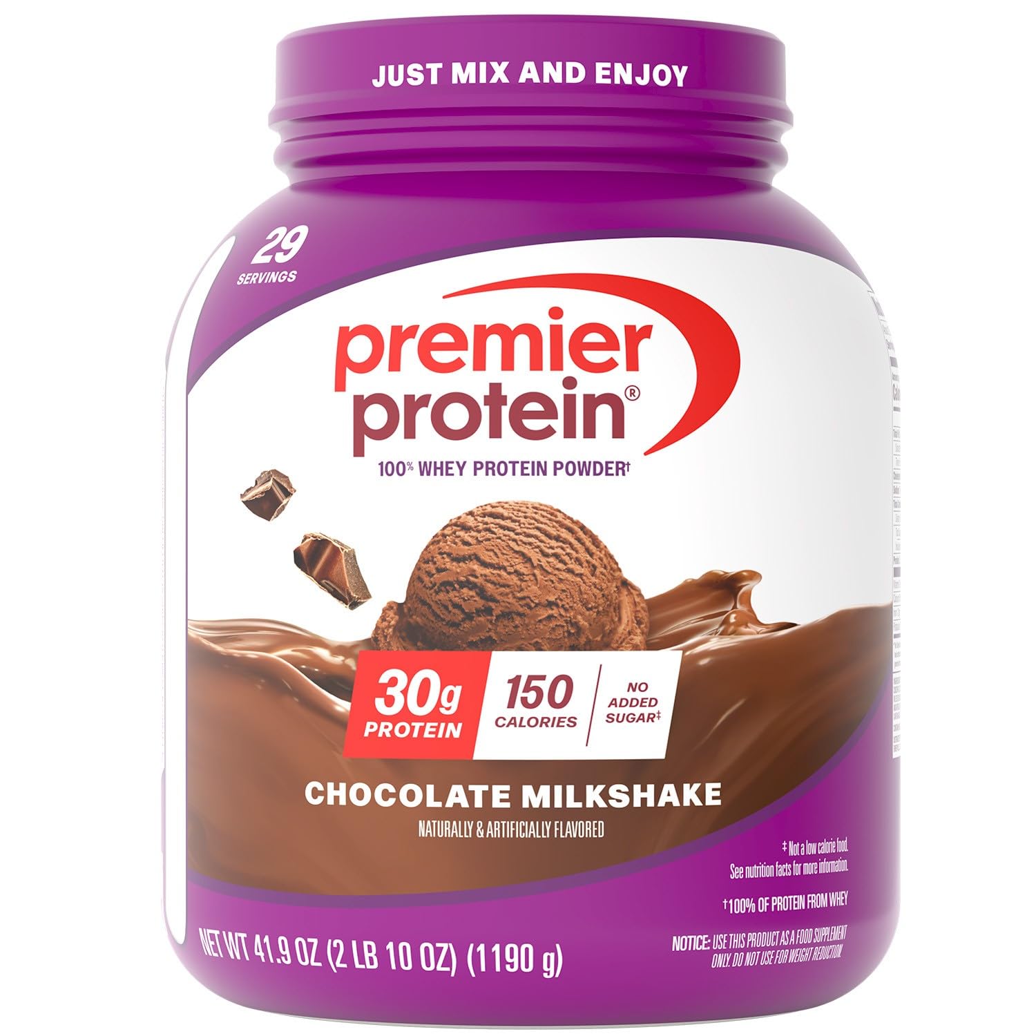Powder, Chocolate Milkshake, 30g Protein, 1g Sugar, No Soy, Gluten Free, 41.9oz, 29 Servings (Packaging May Vary)