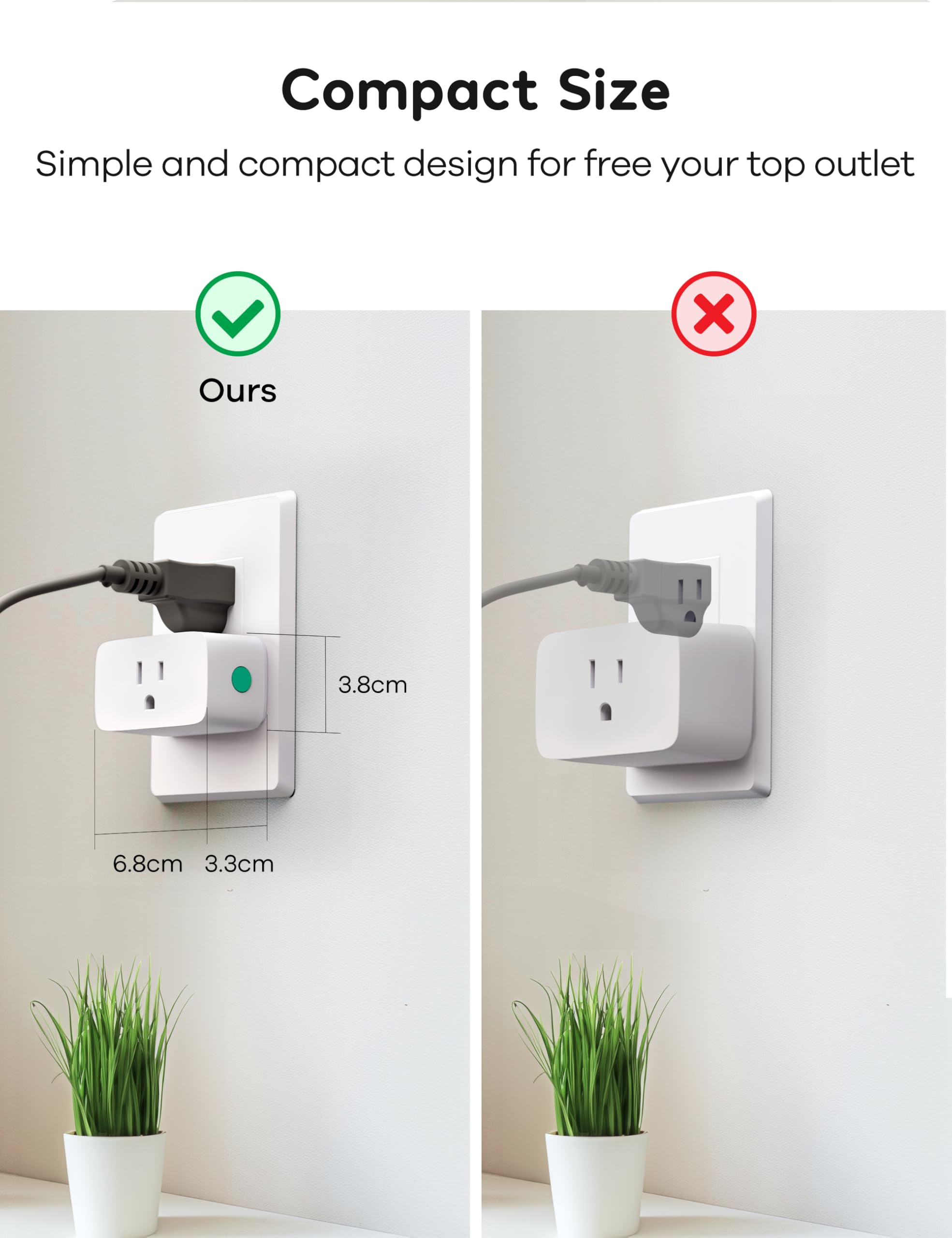 Winees Matter Smart Plug 2 Pack Smart Outlet Work with Alexa Apple Home Google Home SmartThings 15A 1800W — view 8