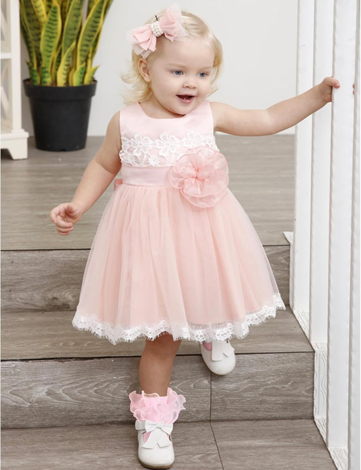 2 Pairs Girls Ruffle Socks Toddler Girl Frilly Dress Socks Fold Double Lace Big Ruffles Church Fancy Sock Little Kids - Image 2