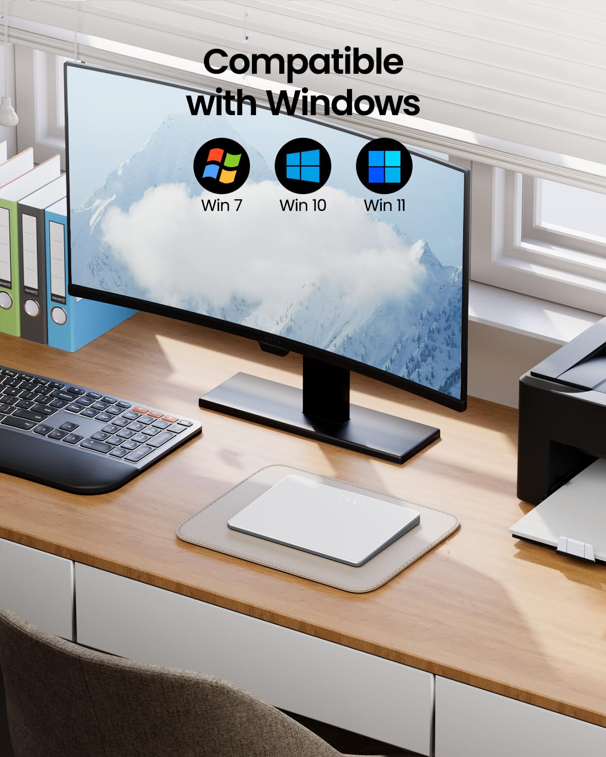ProtoArc Touchpad para Windows 11/10 PC: T1 Plus Bluetooth, Superficie multitáctil, Recargable, Panel táctil portátil de Alta precisión, portátil, Ordenador de sobremesa - Blanco Plateado