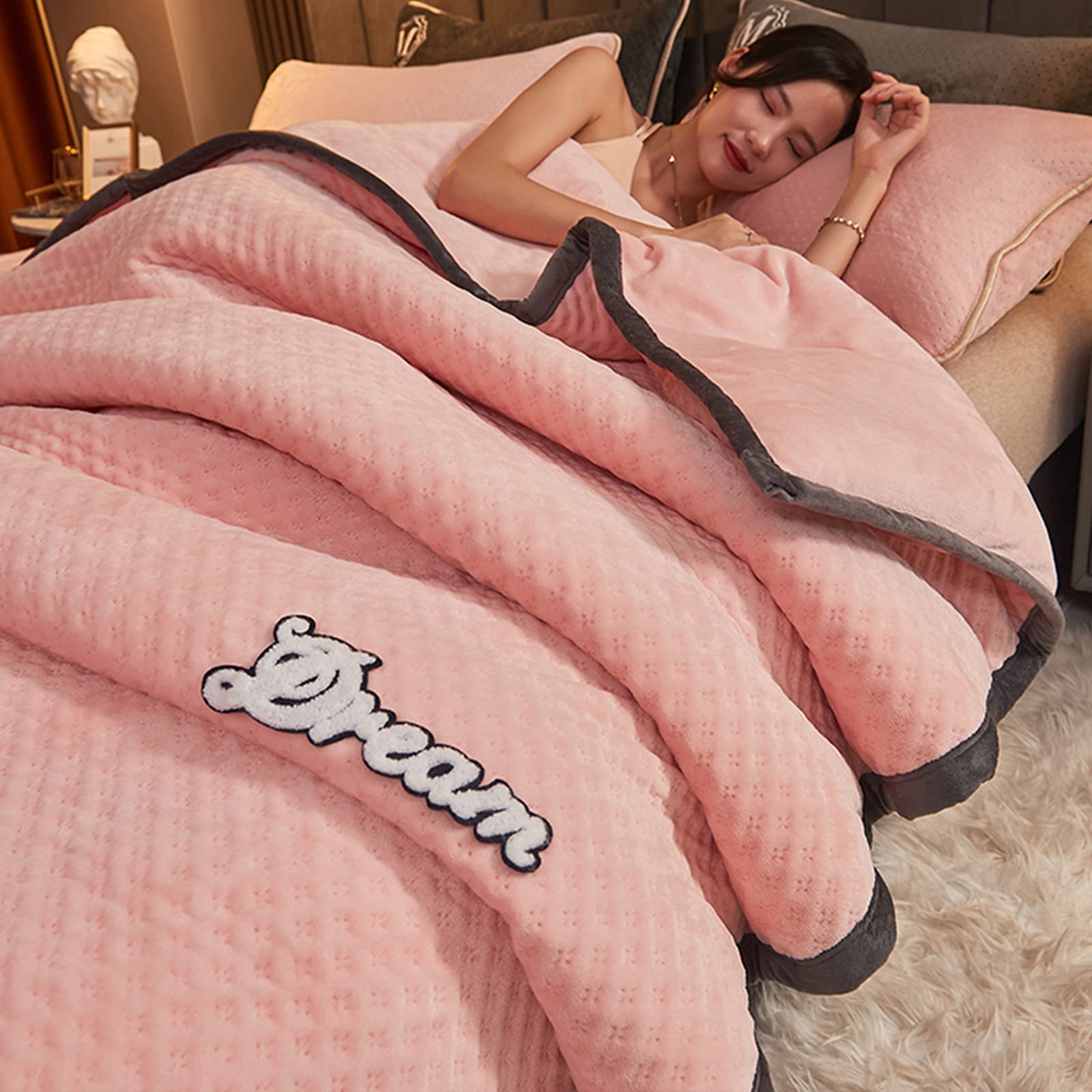 Couverture de courtepointe luxe texturé en velours cristal chaud pour lit
