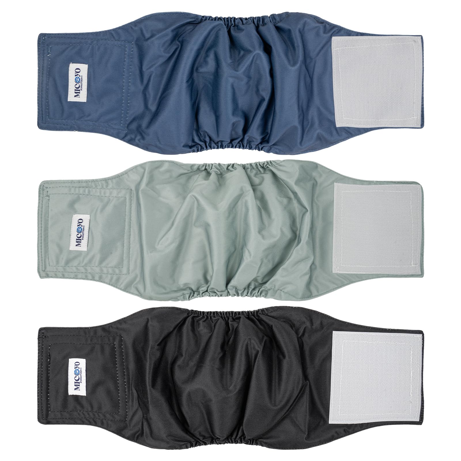 MICOOYO Couches lavables pour Chiens mâles, Couches absorbantes pour Chiens avec Fermeture à Scratch réglable fournies, Couches réutilisables pour Chiens, 3 pièces, L